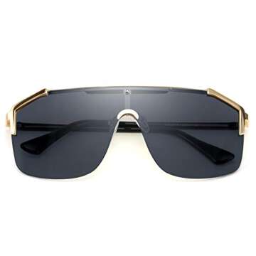 FEISEDY Classic Siamese One Piece Oversized Sunglasses Nice Rimless Stylish Retro Design for Women M...