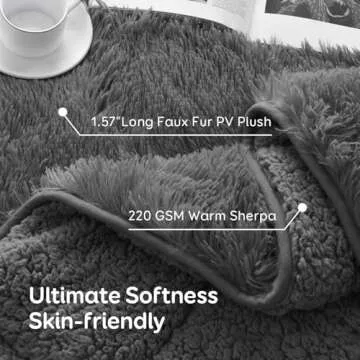 Sivio Weighted Blanket for Adults, 15 Pounds Plush Shaggy Heavy Blanket Reversible, Super Soft Cozy Sherpa Weighted Blanket Full Size for Men Women Deep Sleep and Calm, 48"x72", Grey