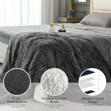 Sivio Weighted Blanket for Adults, 15 Pounds Plush Shaggy Heavy Blanket Reversible, Super Soft Cozy Sherpa Weighted Blanket Full Size for Men Women Deep Sleep and Calm, 48"x72", Grey