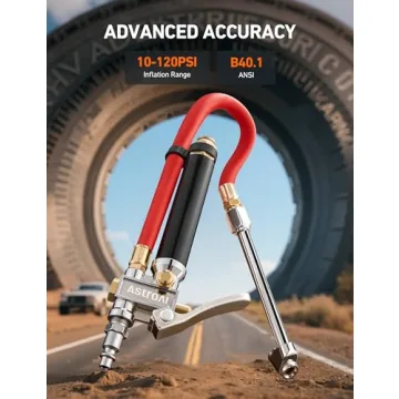 AstroAI T3 Heavy-Duty Tire Pressure Gauge with Inflator - Precision 10-120 PSI