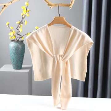 WaJuemy Sweater Shawl Wrap with Sleeves for Women Sweater Cape Shoulder Shawls Wraps Collar Knitted Fashion Accessories(Beige)