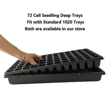 RooTrimmer Deep 72 Cell Seedling Trays, Thick Durable 72 Cell Plug Tray Big Cell Seed Trays for 1020 Flat Trays Germination (10-Pack, 21.25"×11", 2.36" Height, High)
