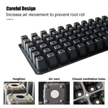 RooTrimmer Deep 72 Cell Seedling Trays, Thick Durable 72 Cell Plug Tray Big Cell Seed Trays for 1020 Flat Trays Germination (10-Pack, 21.25"×11", 2.36" Height, High)