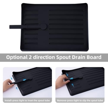 AppleTofu Black Dish Drying Rack with Elegant Beechwood Handles