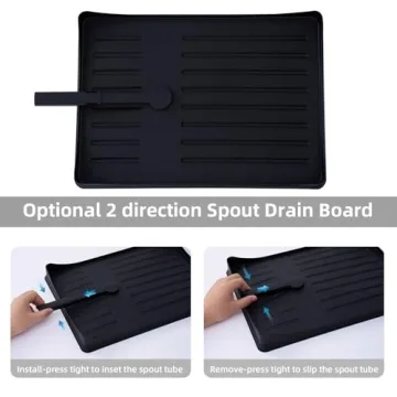 AppleTofu Black Dish Drying Rack with Elegant Beechwood Handles