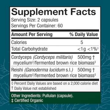 Host Defense CordyChi Capsules - Energy & Immune Support Supplement - Cordyceps & Reishi Mushroom Su...