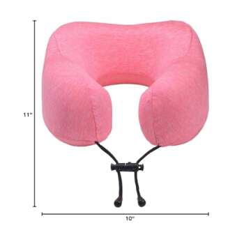 napfun Neck Pillow for Traveling, Upgraded Travel Neck Pillow for Airplane 100% Pure Memory Foam Travel Pillow for Flight Headrest Sleep, Portable Plane Accessories, Rose
