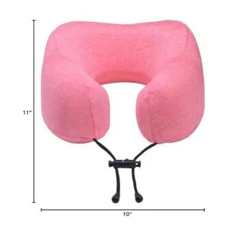 napfun Neck Pillow for Traveling, Upgraded Travel Neck Pillow for Airplane 100% Pure Memory Foam Travel Pillow for Flight Headrest Sleep, Portable Plane Accessories, Rose