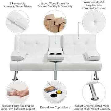 Yaheetech Convertible Sofa Bed Modern Adjustable Couch