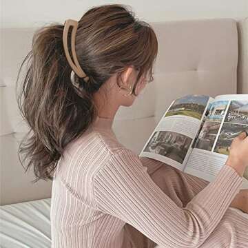 Velscrun 7 pcs Banana Clips Hair for Thick Hair, Strong Hold Ponytail 4" Large Matte Banana Clips for Women and Girls for Fine Hair Curly Hair Accessories