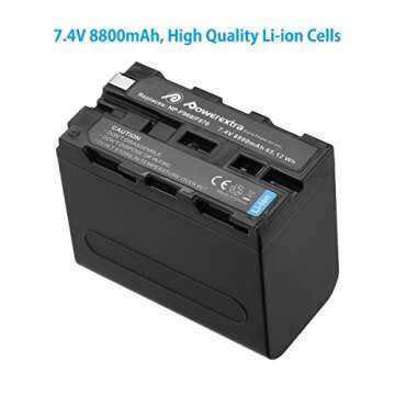Powerextra 2 Pack Replacement NP-F970 Battery Compatible with Sony DCR-VX2100, DSR-PD150, DSR-PD170, FDR-AX1, HDR-AX2000, HDR-FX1, HDR-FX7, HDR-FX1000, HVL-LBPB, HVR-HD1000U, HVR-V1U, HVR-Z1P