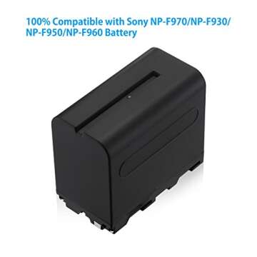 Powerextra 2 Pack Replacement NP-F970 Battery Compatible with Sony DCR-VX2100, DSR-PD150, DSR-PD170, FDR-AX1, HDR-AX2000, HDR-FX1, HDR-FX7, HDR-FX1000, HVL-LBPB, HVR-HD1000U, HVR-V1U, HVR-Z1P