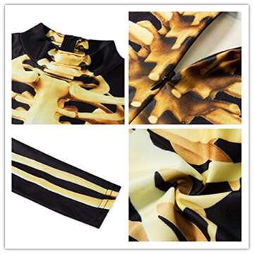 Idgreatim Girls 3D Gold Skeleton Halloween Bodysuit