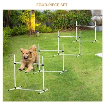 PawHut Dog Agility Training Kit - Adjustable Jumps & Bag