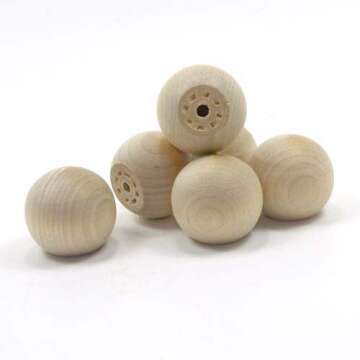 Mylittlewoodshop - Pkg of 50 - Ball with Flat Bottom - 3/4 inches in Diameter with 1/2 inch Flat Unfinished Wood(WW-KBB075-50)