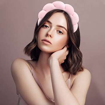 WQQ Women Spa Headband, Mimi and Co Spa Headband for Women, Sponge and Terry Towel Cloth Fabric Hair Band for Face Washing, Makeup Removal, Shower, Skincare, Black, One size