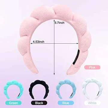 WQQ Women Spa Headband, Mimi and Co Spa Headband for Women, Sponge and Terry Towel Cloth Fabric Hair Band for Face Washing, Makeup Removal, Shower, Skincare, Black, One size