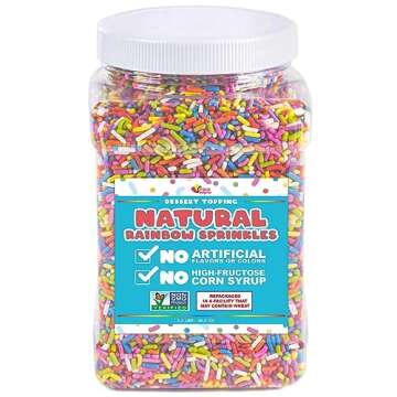 Dye Free Sprinkles - 2.2 Pounds - Rainbow Sprinkles for Ice Cream - Vegan, No Artificial Dyes - Bulk Sprinkles - Non-GMO Cupcake Sprinkles