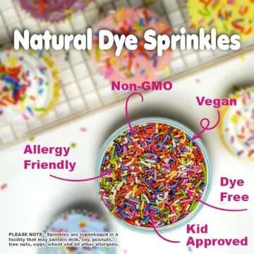 Dye Free Sprinkles - 2.2 Pounds - Rainbow Sprinkles for Ice Cream - Vegan, No Artificial Dyes - Bulk Sprinkles - Non-GMO Cupcake Sprinkles