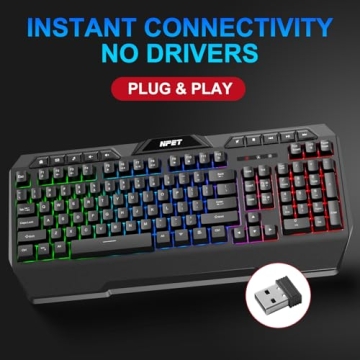 NPET K32 Wireless Gaming Keyboard with RGB Backlighting