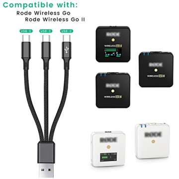 weishan 3-in-1 Charging Cable Replacement for Rode Wireless Go 2 / II Microphone System, 3A USB C Sh...