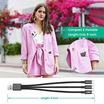 weishan 3-in-1 Charging Cable Replacement for Rode Wireless Go 2 / II Microphone System, 3A USB C Short Charger Cord with 3 Type-C Plugs 8-Inch