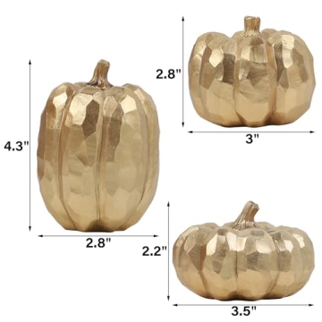 Elegant Gold Fall Decor Pumpkins Set of 3 for Autumn Decor