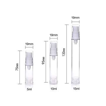 Wresty 12 Pcs Vacuum Lotion Bottles Plastic Empty Airless Pump Bottles Travel DIY Cosmetic Cream Pump Bottles Makeup Foundation Toiletries Liquid Vacuum Container (5ml)