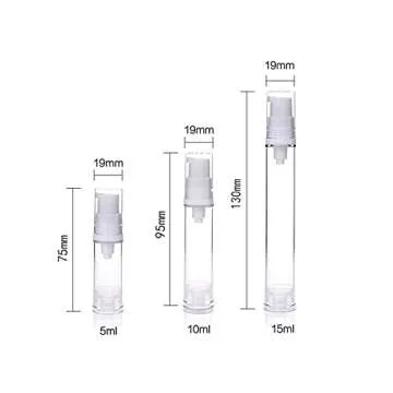 Wresty 12 Pcs Vacuum Lotion Bottles Plastic Empty Airless Pump Bottles Travel DIY Cosmetic Cream Pump Bottles Makeup Foundation Toiletries Liquid Vacuum Container (5ml)