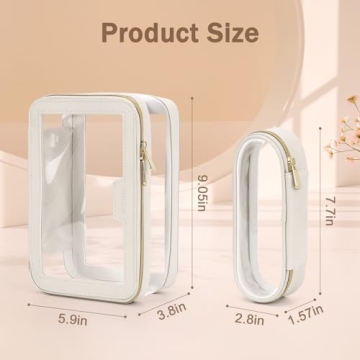 Soimeat Clear Travel Makeup Bag with Brush Holder Off-White