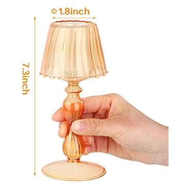 Gurfuy Desk Lamp Shaped Glass Candle Holder - Glass Hurricane Candleholder Crystal Decorative Candle Stand for Table Wedding Dinning Centerpieces Party Supplies Decor Amber