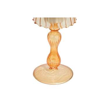 Gurfuy Desk Lamp Shaped Glass Candle Holder - Glass Hurricane Candleholder Crystal Decorative Candle Stand for Table Wedding Dinning Centerpieces Party Supplies Decor Amber