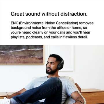 Belkin SoundForm Adapt Wireless Over-Ear Headset, Headphones for Work, Play, Gaming, & Travel w/Built-in Boom Microphone, 45H Battery Life - Compatible with iPhone, iPad, Galaxy, and More - Black