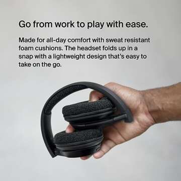 Belkin SoundForm Adapt Wireless Over-Ear Headset, Headphones for Work, Play, Gaming, & Travel w/Built-in Boom Microphone, 45H Battery Life - Compatible with iPhone, iPad, Galaxy, and More - Black