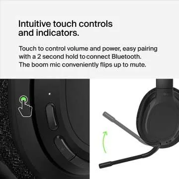Belkin SoundForm Adapt Wireless Over-Ear Headset, Headphones for Work, Play, Gaming, & Travel w/Built-in Boom Microphone, 45H Battery Life - Compatible with iPhone, iPad, Galaxy, and More - Black