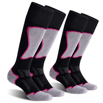 CelerSport 2 Pack Women's Ski Socks for Skiing, Snowboarding, Cold Weather, Warm Thermal Socks Winte...