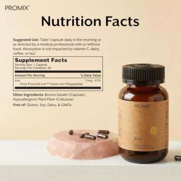 Promix Nutrition Heme Iron Supplement - 11mg Gut Friendly Formula, 90 Count