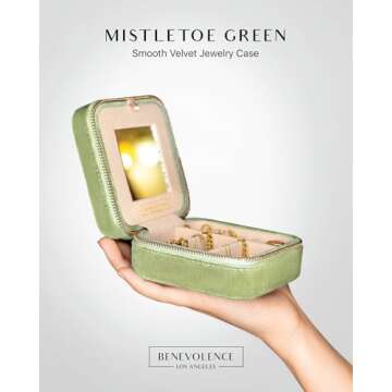 Benevolence LA Plush Velvet Jewelry Box | Travel Jewelry Case Organizer with Mirror | Featured in Op...