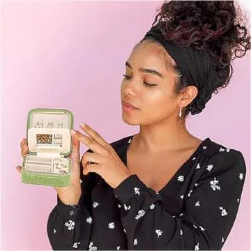 Benevolence LA Plush Velvet Jewelry Box | Travel Jewelry Case Organizer with Mirror | Featured in Oprah's Favorite Things | Best Gifts For Daughter, Girlfriend, Mom | Gifts For Her - Mistletoe Green