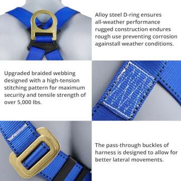 TRSMIMA Safety Harness Fall Protection - Roofing Full Body Construction Lanyard Kit Men Fall Arrest ...