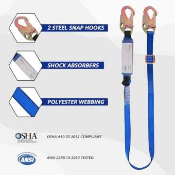 TRSMIMA Safety Harness Fall Protection - Roofing Full Body Construction Lanyard Kit Men Fall Arrest Work Tree Climbing Roofer D-ring OSHA