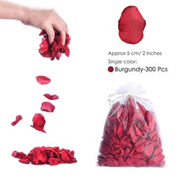 Neaticoo Burgundy Rose Petals 300pcs Silk Rose Petals Flower Petals for Wedding Flower Girl Basket Anniversary Romantic Night Party Table Centerpieces Valentines Decoration(Burgundy)