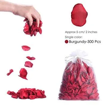 Neaticoo Burgundy Rose Petals 300pcs Silk Rose Petals Flower Petals for Wedding Flower Girl Basket Anniversary Romantic Night Party Table Centerpieces Valentines Decoration(Burgundy)
