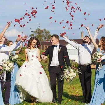 Neaticoo Burgundy Rose Petals 300pcs Silk Rose Petals Flower Petals for Wedding Flower Girl Basket Anniversary Romantic Night Party Table Centerpieces Valentines Decoration(Burgundy)