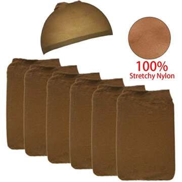 SWS 24pcs Brown Stocking Caps, Stretchy Nylon Wig Caps for Women, Skin Tone Stocking Cap Wig Caps with 35pcs Hair Clips