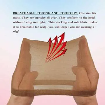 SWS 24pcs Brown Stocking Caps, Stretchy Nylon Wig Caps for Women, Skin Tone Stocking Cap Wig Caps with 35pcs Hair Clips