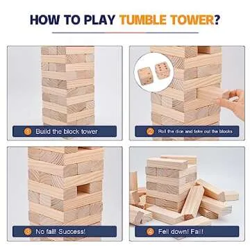 Giant Tumble Tower Set for Family Fun - 57 Blocks