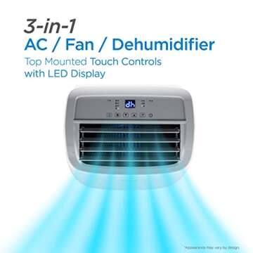 BLACK+DECKER 10,000 BTU Portable Air Conditioner up to 450 Sq.Ft. with Remote Control,White