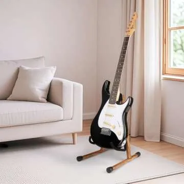 Stylish Electric Guitar Stand in Zebrawood for Musicians
