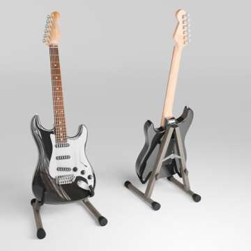 Stylish Electric Guitar Stand in Zebrawood for Musicians